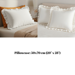 Funda de Almohada Duradera de Polialgodón Blanco de 50x70cm con Volantes, Diseño Rectangular Sólido, Tejida, para Hotel o Uso Doméstico - Product Image 5