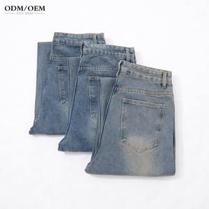 Pantalones Vaqueros de Mezclilla para Hombre con Logotipo Personalizado, Estilo Lavado, Corte Recto, Pierna Ancha, Talla Grande, Pantalones Vaqueros Holgados Personalizados para Hombre - Product Image 3