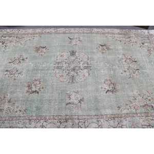 Alfombra Turca de 5x8.5 pies, Alfombra Vintage Grande, Alfombra de Lana con Puntos Verdes y Marrones - Product Image 5