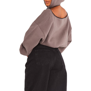 Sweat-shirt tendance prêt à porter pour femmes, fabriqué en un mélange de coton durable avec un espace pour logo personnalisé et une coupe à épaules tombantes - Product Image 4