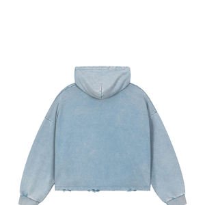 Latest Arrival Wholesale Price Men Faded Light Blue Vintage Wash <b>Hoodie</b> Relaxed Fit Streetwear OEM Custom Logo Casual Loungewear - Product Image 3