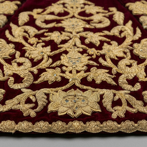 Burgunderroter Samt-Umhang mit Goldener Blumenstickerei Luxuriöse Herren-Oberbekleidung Maßgefertigte Marke - Product Image 6