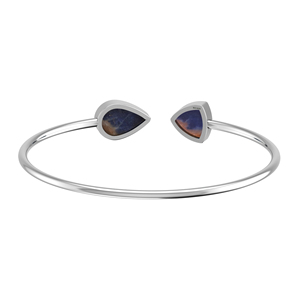 สร้อยข้อมือพันเกลียวเงินสเตอร์ลิง925อัญมณีโซดาไลต์สองรูปทรงลูกแพร์กึ่งล้านล้านอัญมณีทรงหลังเบี้ยการตั้งค่าอินเทรนด์ผู้หญิง - Product Image 3