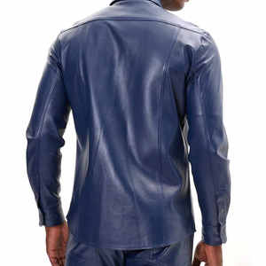 Nouvelles poches élégantes en cuir hommes chemises en cuir en bas quantité minimale de commande/2025 nouvelles chemises en cuir pour hommes de conception de haute qualité - Product Image 4