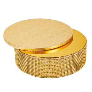 标准设计圆形蛋糕架金色钻石串珠优质大尺寸金属甜点架生日用品