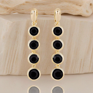 ต่างหูประดับอัญมณีหลากสีสีดำและ925สเตอร์ลิงเงิน18K ชุบทองวัสดุสำหรับผู้หญิงและเด็กผู้หญิง - Product Image 3