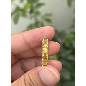 Natural Sapphire Eternity Band Ring 925 Sterling Silver Handmade Gemstone Band Ring Wholesale Jewelry Supplier - Product Image 1