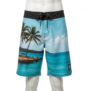 Pantalones Cortos Deportivos Transpirables de Lona con Estampado Digital, Tela de Poliéster Suave de Secado Rápido para Surf, Natación, Entrenamiento y Playa - Product Image 1