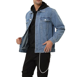 Veste en jean d'hiver pour homme, coupe-vent, construction en toile, confort durable, logo sur le devant, 100% coton - Product Image 4