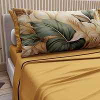 Parure de draps moderne 6 pièces en microfibre, draps unis, taies d'oreiller imprimées, 300 fils/cm², rafraîchissante, infroissable, anti-boulochage