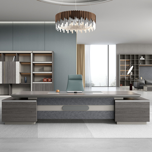 UrbaN CEO <b>Office</b> Desk L Shaped <b>Drawer</b> System Extendable Wooden Panel Customizable Villa Fast Installation New Design Executive - Product Image 1