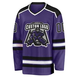 Maillot de hockey sur glace professionnel 100% polyester, séchage rapide, antibactérien, nom d'équipe personnalisé, approvisionnement direct d'usine - Product Image 3