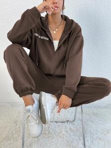 Ensemble de survêtement décontracté à capuche pour femme, style actif, pour l'entraînement, le fitness, le sport et le quotidien - Product Image 6