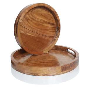 Elegante Juego de 2 bandejas de madera para servir platos de tamaño personalizado para servir alimentos utensilios de cocina para decoración del hogar comedor fiestas eventos - Product Image 2