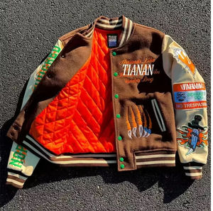 Vente en gros fabricant de streetwear Letterman personnalisé veste universitaire grande taille homme hiver vintage école collège vestes manteau pour hommes - Product Image 3