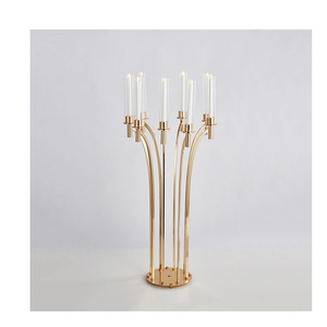 Gold Custom Metal 8 Light Candelabra Modern New Trending Arms Candelabra With <b>Acrylics</b> Light - Product Image 3