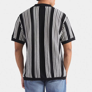 Custom Back Logo 100% Cotton Men's Casual knitted polo <b>Shirt</b> with Solid Color <b>Half</b> Sleeve Breathable Fabric stripe design - Product Image 4