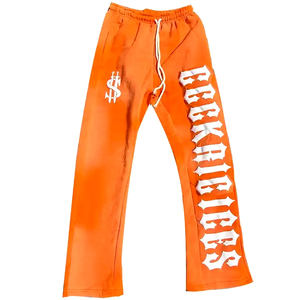 Custom Mens Flair Sweatpants Jogging Fleece Blanks 100% Cotton Puff Printing Casual <b>Vintage</b> Man Track Flared Jogger Pants - Product Image 2