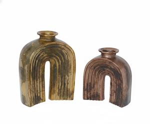 Vase à fleurs en céramique côtelée moderne en forme de U, décoration d'arche nordique, vase décoratif pour la maison, forme d'arche esthétique, texture côtelée en forme de U - Product Image 1