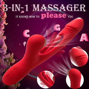 3-in-1 tongkat pijat bergetar kelinci 7 mengetuk Licking mode merangsang g-spot klitoris USB pengisian dewasa mainan seks Erotis - Product Image 2