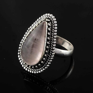 Bague en quartz rose, argent sterling 925, pierre précieuse rose, bijoux délicats minimalistes faits à la main, cadeau pour femmes, vente en gros - Product Image 2