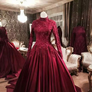 Lujoso vestido de cóctel de noche para mujer Elegante manga completa Estilo modesto Silueta brillante Prom Tallas grandes - Product Image 1