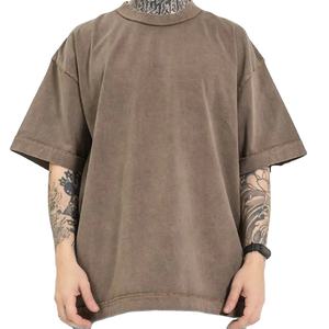 T-shirt Homme 100% Coton Oversize Délavé à l'Acide Effet Vieilli Grammage Lourd Personnalisable Respirant Vente en Gros Lavage Vintage - Product Image 1