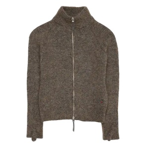 Sweat à capuche en mohair pour homme, double fermeture éclair, pull d'hiver épais et moelleux, motif lettre brodé, sweat-shirt d'automne en mohair - Product Image 1
