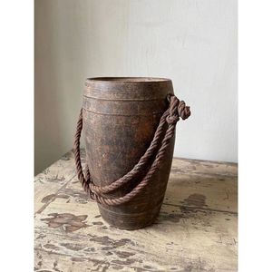 Panier tissé népalais vintage, design en bois fait à la main, brun, moyen, pour la cuisine - Product Image 3