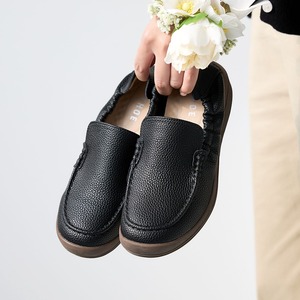 [JSHOE] Zapatos de Mujer de Piel Vacuna con Banda Elástica, Sin Cordones, Tacón Bajo de 4 cm, Cómodos, Casuales, para Caminar - Product Image 1