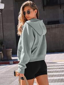 Wholesale Women Zipper Hoodies Custom Logo Cotton Fleece OEM Stylish Slim Fit Sportswear Gym Wear Streetwear Fashion - Product Image 4