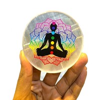 Plat Pengisian Energi Selenite Alami untuk Meditasi & Simbol Chakra untuk Penyembuhan Reiki Grosir Plat Pengisian Energi Selenite grosir