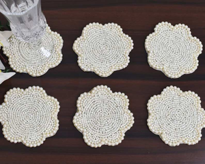 Sous-verres classiques perlés faits à la main de haute qualité MULTI CRAFT MS1243 - Sous-verres portables pour boissons, écologiques, avec support en polyester et soie - Product Image 5