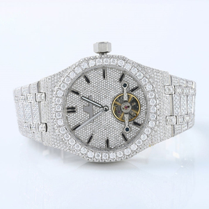 Reloj de diamantes para hombre, reloj de pulsera VVS Clarity Lab Grown Diamond de lujo hecho a mano, reloj de pulsera completamente helado - Product Image 1