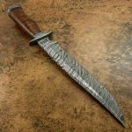 Cuchillo Bowie de Supervivencia y Caza para Exteriores, Hecho a Mano, de Acero de Damasco, Hoja Fija de Espiga Completa, Mango de Cuero |   OEM Personalizable - Product Image 2