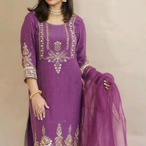 Stunning Embroidery Work Long Kurta Dress Stylish Party Wear with Crystal Glass Beads Dabka Work and Lace Decoration for 2024 - Product Image 1