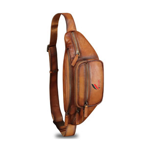 Riñonera de cuero genuino personalizada, bolso multifunción para festivales de viaje, cierre de cremallera, estilo de moda artesanal para hombres y mujeres - Product Image 2