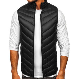 Venta al por mayor sin mangas acolchado personalizado chaleco de alta calidad por encargo del cuello del soporte cremallera Puffer Chaleco de poliéster hombres chaleco acolchado - Product Image 1