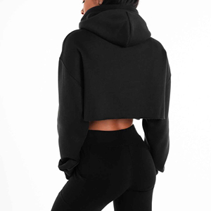 Drop shipping Hoodies Femmes Full Custom Button Up The Hood Set Crop Top Cropped Slim Fit Unisex Oversized Hoodie - Product Image 4