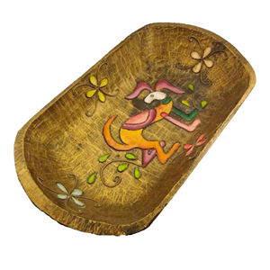 ชามแป้งไม้ทาสีด้วยมือแบบมีสไตล์ชามแป้งทำจากไม้สำหรับเครื่องครัวโต๊ะรับประทานอาหารในบ้านโรงแรม - Product Image 1