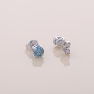 IGI Certified Lab Grown Blue Round Diamond Stud <b>Earrings</b> Solid 925 Sterling Silver Classic Solitaire <b>Earrings</b> - Product Image 5