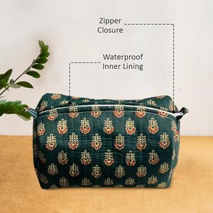 Juego de 3 estuches multiusos de algodón puro, respetuosos con el medio ambiente, resistentes al agua, Vintage, bloque de mano, diseño Floral, maquillaje cosmético, joyería de viaje - Product Image 5