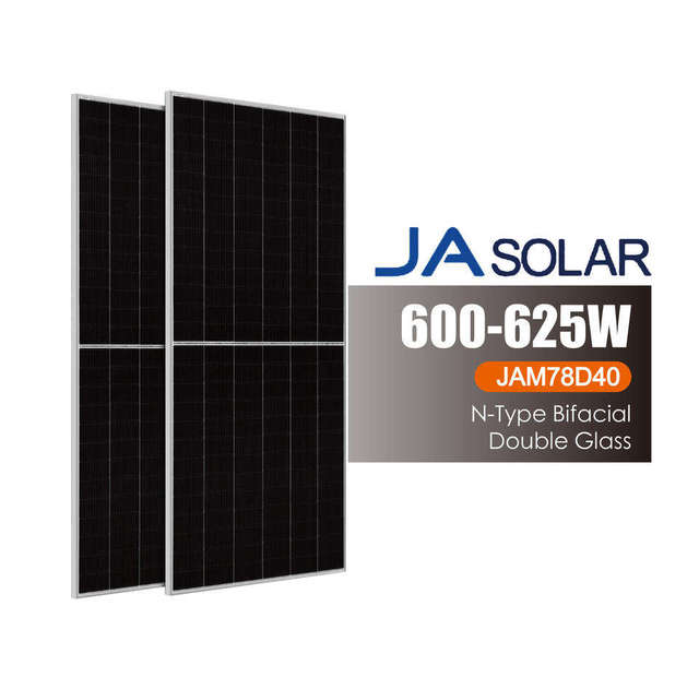 JA Solar Panels PV Module 600W 605W 610W 615W 620W 625W 16bb Bifacial Mono Perc Half-Cell Double Glass Jam78d40 600-625/GB
