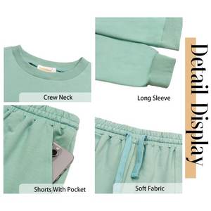 Conjuntos de pijama para mujer, conjuntos de dos piezas, sudaderas de manga larga, conjuntos de salón, Tops y pantalones cortos informales, trajes de otoño - Product Image 5