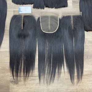 Paquets de cheveux 100% humains avec closure Extensions de cheveux humains vierges droits de couleur naturelle avec closure Livraison directe - Product Image 1