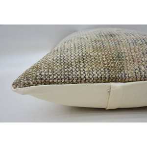 Beige Wool Kantha Patchwork <b>Pillow</b> 16x24 Inch Decorative Cushion Woven Embroidered Vintage Square Print Portable Bedding Floor - Product Image 4