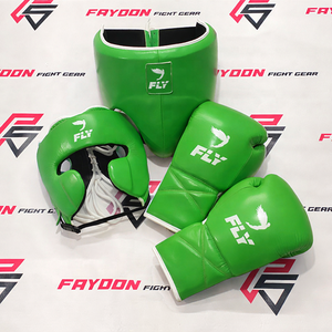 ชุดอุปกรณ์ฝึกซ้อมมวยไทย คิกบ็อกซิ่ง MMA แบบสั่งทำพิเศษสีเขียว ประกอบด้วยนวมชกมวย หมวกป้องกันศีรษะ และอุปกรณ์ป้องกันอวัยวะเพศ - Product Image 1