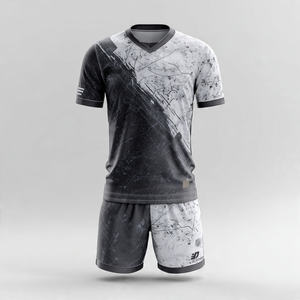 Uniforme de Fútbol con Cuello en V Estampado, Jersey de Fútbol Ligero Sublimado, Conjunto de Pantalones Cortos de Fútbol Estampados para Hombre y Mujer - Product Image 2