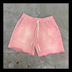 Custom Gallery Street Wear Splash Printed Track Shorts Mujeres Raw Hem French Terry Cotton Mineral Washesale - Product Image 4