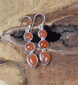 Factory Price 925 Sterling Silver Handmade <b>Earrings</b> Beautiful New Red Carnelian 3 Gemstone <b>Hook</b> August Birthstone Hoop <b>Earrings</b> - Product Image 3